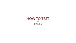 BWA 20  How to Test [upl. by Modern]