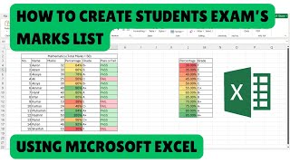 Community Service  Tutorial How To Create Students Exams Marks List Using Microsoft Excel [upl. by Eelahc]