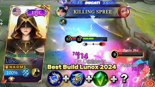 BEST BUILD LUNOX 2024✨How to use Lunox Top Global Lunox🔥 [upl. by Adnav]