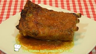 Receta de costillas al horno en salsa de soja y miel [upl. by Vonnie779]