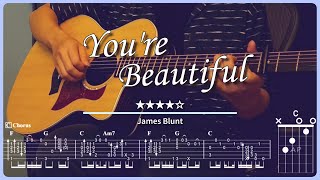 【TAB amp Chords】Youre Beautiful Naudo arr  James Blunt  Fingerstyle Guitar [upl. by Redford]