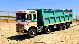 Rc Truck Miniature making TATA 4018 model  Tipper trailer miniature model  truck review [upl. by Trik310]