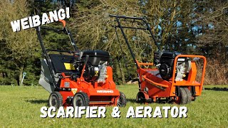 WEIBANG Intrepid 384RB Scarifier amp WB457AB Aerator  How To Scarify and Aerate Your Lawn [upl. by Aissert687]