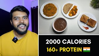 Easy 2000 Calorie Diet for Collegehostel Students  4 Meals  160gms Protein  🇮🇳 [upl. by Quartus]