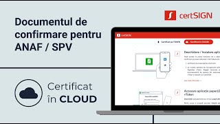 Documentul de confirmare pentru ANAF Certificat în cloud │ certSIGN [upl. by Noryahs]