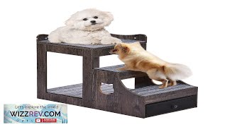 VEVOR Pet Bunk Bed with Stairs DogCat Window Perch with Storage Indoor Review [upl. by Sineray]