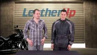 Xelement Mens CE Approved Armored Black TwoPiece Rainsuit at LeatherUp [upl. by Marilou]