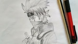 How to draw Kakashi  Kakashi Sketch Pencil drawing [upl. by Ecinrev]