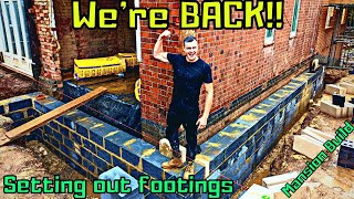 Bricklaying  Were Back Setting out an extension renovation vlog extension bricklaying [upl. by Yerhcaz]