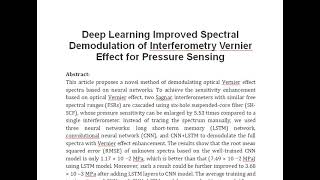 Deep Learning Improved Spectral Demodulation of Interferometry Vernier Effect for Pressure Sensing [upl. by Earehs]