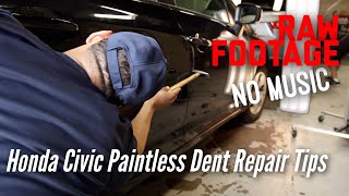 Dent Repair on a Honda Civic for lease turn in  Raw Footage No Music  Dentless Touch [upl. by Akkire]