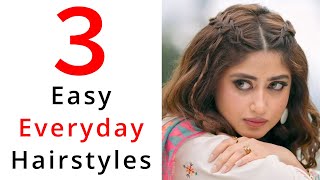 3 Easy Everyday Hairstyles  Cute Hairstyle  New Hairstyle For Open Hair [upl. by Neetsirhc]