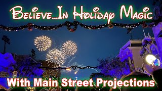 4K Believe in Holiday Magic Fireworks Show at Disneyland with Main Street Projections [upl. by Bust15]