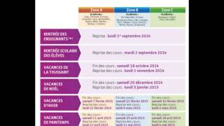 calendrier scolaire 2014  2015  rentrée des classes et vacances [upl. by Rockefeller]