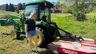 37 Bush Hogging Like a Pro Teaching Andrea how to Master the 3046R and Mahindra Rotary Cutter [upl. by Roderick]