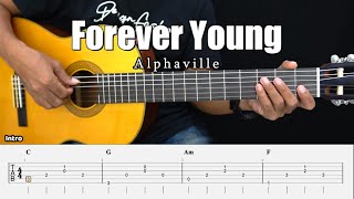 Forever Young  Alphaville  Fingerstyle Guitar Tutorial  TAB amp Lyrics [upl. by Dnomrej]