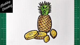 How to Draw a Pineapple Step by Step [upl. by Ardnal53]