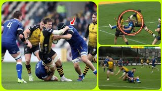 Dragons flanker Taine Basham red carded for cheap shot in URC clash  Dragons vs Leinster [upl. by Adirahs]