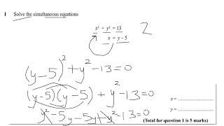 GCSE 91 MATHS GRADE 9 MATHS GENIE SOLVING SIMULTANEOUS QUADRATIC EQUATIONS EDEXCEL OCR AQA IGCSE [upl. by Muriel686]