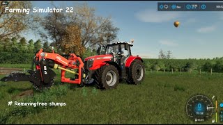 Remove Tree Stumps From Field  FS 22 [upl. by Atelahs]