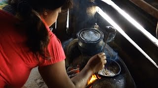 Bedum  Sri Lankan recipe filmed in a village house made of mud  Fried curly noodles with peanuts [upl. by Zimmerman11]