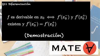 Demostración Una función es derivable si las derivadas laterales existen y coinciden [upl. by Hwang]