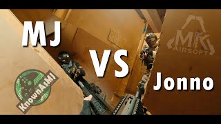 MJ vs Jonno MK Airsoft [upl. by Nanreit827]