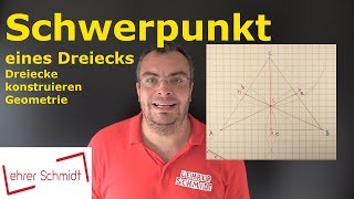 Schwerpunkt eines Dreiecks konstruieren Seitenhalbierende  Geometrie  Mathematik  Lehrerschmidt [upl. by Longo556]