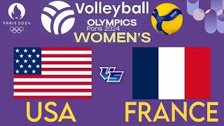 OLYMPIC WOMENS VOLLEYBALL LIVE │ USA vs FRANCE Livescore [upl. by Yecnay]