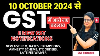 New in GST New RCM Amnesty scheme ITC orders ExemptionsGST Rates late fee from 10 October 2024 [upl. by Chap]