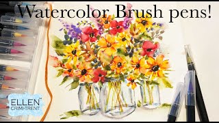 How to use Watercolor Brush Pens to create loose florals [upl. by Tiga762]