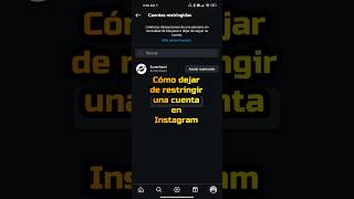 Cómo dejar de restringir una cuenta en Instagram shorts instagram redessociales [upl. by Asirrak]