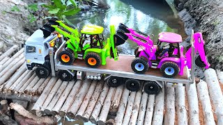 Loader Of Colors  RC Truck Transporting 2 JCB Backhoe Digger JCB Of Dubt Video [upl. by Mordecai]