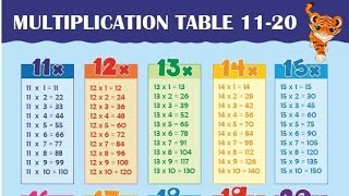 MULTIPLICATION TABLE 11 20  TABLE 1120 [upl. by Bekelja]