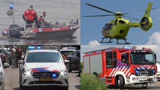 Persoon raakt te water in stromende Lek in Vianen  Hulpdiensten rukken massaal met spoed uit [upl. by Araik]