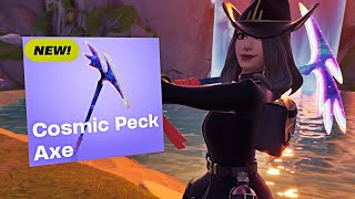 New COSMIC PECK AXE Pickaxe GamePlay In FORTNITE [upl. by Narret968]