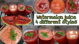 Watermelon drinks in 4 styles Watermelon Milkshake SharbatETarbujSoda melon drinkतरबूज का जूस [upl. by Notpmah906]