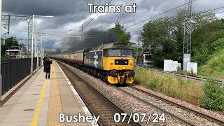 Trains at Bushey WCML 070724 [upl. by Ahsakat]