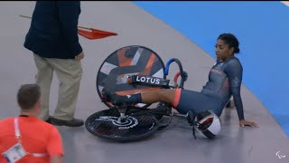 Kadeena Cox Bad fall in Womens 500m time trial C45 Para cycling Track final at Paralympics Paris [upl. by Nassah]