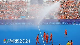 WATCH OUT Water cannon turns on MIDGAME during gold medal match  Paris Olympics  NBC Sports [upl. by Hasin297]