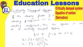 Critically damped system  Derivation of equation of motion  Damped free vibrations [upl. by Rambow]