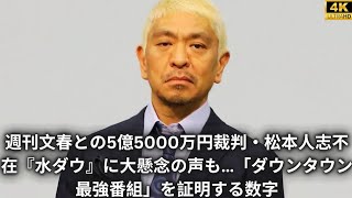 週刊文春との5億5000万円裁判・松本人志不在『水ダウ』に大懸念の声も…「ダウンタウン最強番組」を証明する数字 [upl. by Aneroc]