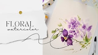 Watercolor Painting How to Paint Loose Watercolor of Stunning Purple Floral [upl. by Ecela]