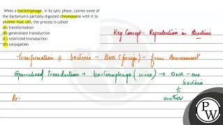 When a bacteriophage in its lytic phase carries some of the bacteriums partially digested chr [upl. by Arayc398]
