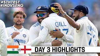 India vs England 5th Test 2024 Day 3 Highlights  IND vs ENG 2024  IND vs ENG 5th Test 2024 [upl. by Lenno]