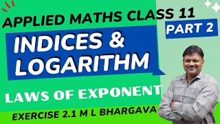 Indices and logarithm  Chapter 2 part 2  Ex 21M L Bhargava  Applied Maths Class 11 Gaur Classes [upl. by Nnarefinnej]