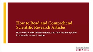 Tutorial How to Read and Comprehend Scientific Research Articles [upl. by Downes326]