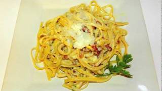 Pasta Carbonara Recipe  Italian Food with Pancetta and Imported Cheese [upl. by Yesllek652]