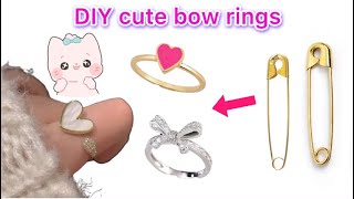 DIY Homemade cute rings🥰 How to make rings at homeEasy bow ring tutorialHomemade DIY cute rings🎀 [upl. by Yehsa]