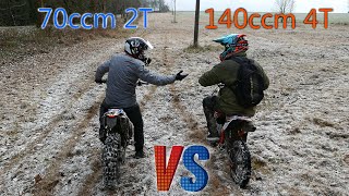 Johnny Hands 140ccm Pitbike VS Rieju MRT 70 [upl. by Ranip110]